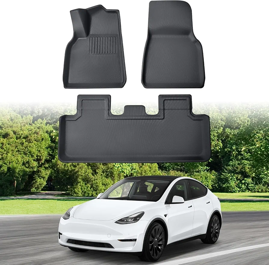 ECOZEN PARA Tesla Model Y Felpudos 3D Alfombrillas para automóvil para todo tipo de climas Alfombrillas antideslizantes para interiores XPE Ecológicas, ajuste alto, sin olor, plegable, modelo Y