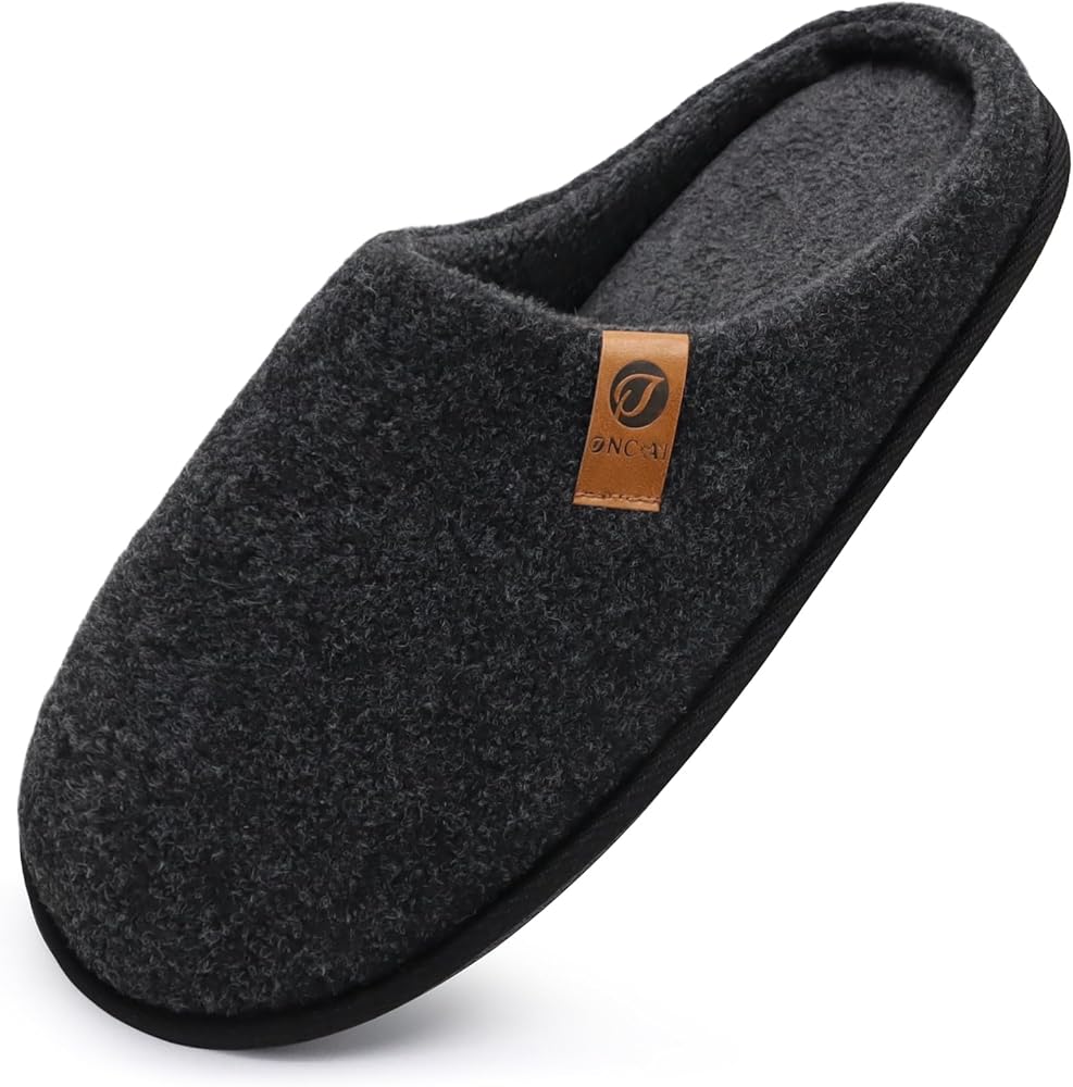 ONCAI Zapatillas de Estar en Casa Hombre Tejer Invierno Cálido Forro de Felpa Pantuflas Alta Densidad Espuma de Memoria Zapatos Con Antideslizante Suela Talla 40-49 EU