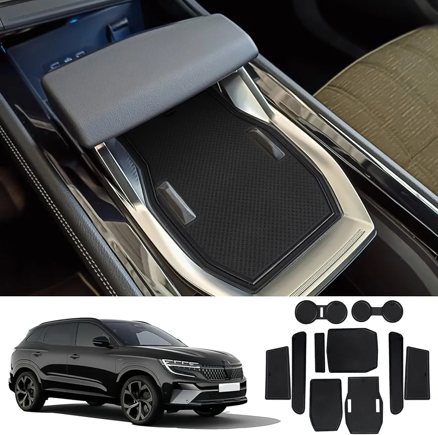 Coleya Alfombrillas Antideslizantes Compatible con Renault Austral E-Tech Hybrid 2022-2024, Austral Alfombras de Goma para Consola Central, Ranuras de Puerta, Portavasos, Apoyabrazos (Negro)