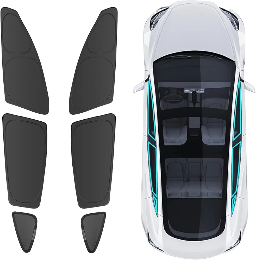 BASENOR 2019-2024 Tesla Model 3 Parasol Ventanas Laterales Parabrisas Trasero Parasoles Cubiertas Reflectantes a Prueba de Rayos UV y protección de la privacidad Model 3 Highland Accesorios