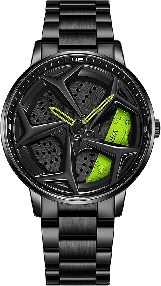 findtime Llantas Reloj de pulsera para hombre de acero inoxidable, analógico, de cuarzo, resistente al agua 30 m, reloj de hombre de negocios, para hombre, Negro , Pulsera