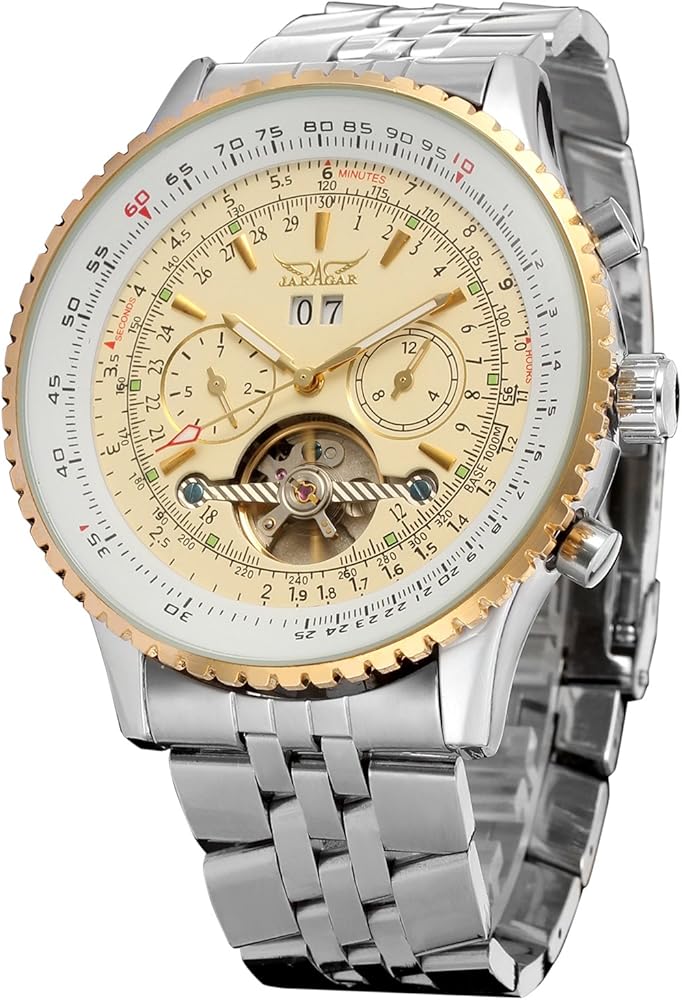 FORSINING Reloj de pulsera para hombre, impermeable, automático, de acero inoxidable, con calendario Tourbillon, pulsera