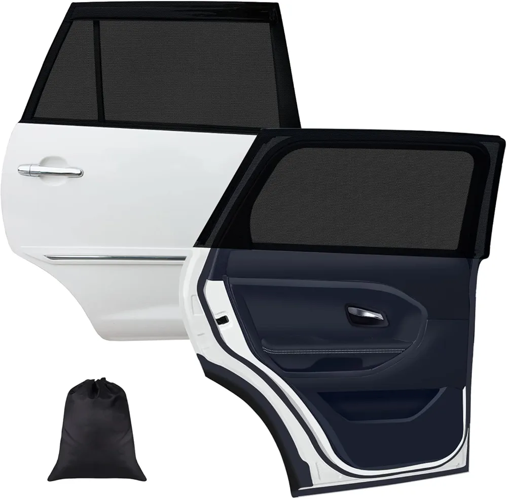 Parasol Coche Infantil Lateral,Parasol Ventana Coche Doble Tejido para Máxima Protección contra Rayos UVA,Parasol Coche Bebe para Muchos Tipos de Ventanas de Automóviles,Pack de 2 Unidades