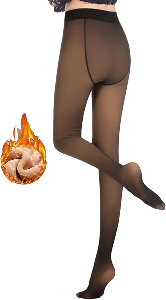 Rayson Medias Térmicas Transparentes para Mujer Interior de Forro Polar Calzoncillos Suaves y Cintura Alta Cálidas de Invierno 200g