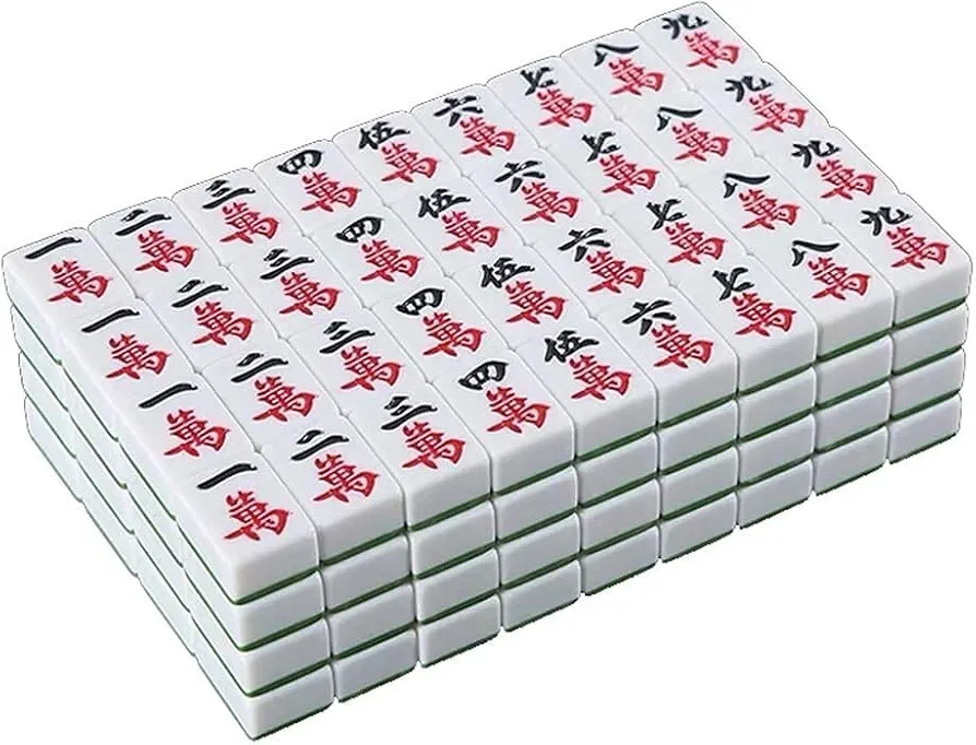 HynJGih Mahjong chino Mahjong (con 144 fichas grabadas), juegos de fiesta itinerantes, regalos creativos, fichas de Mahjong, entretenimiento de ocio (color: rojo) Juegos de mesa para entretenimiento i