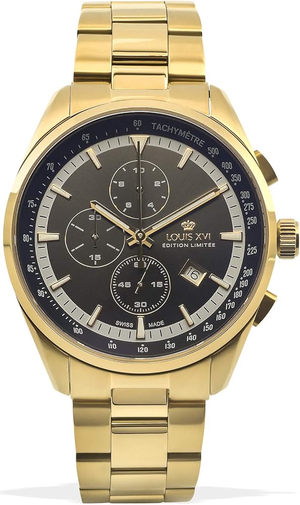 LOUIS XVI Varennes - Reloj de pulsera para hombre, cronógrafo, analógico, cuarzo, acero
