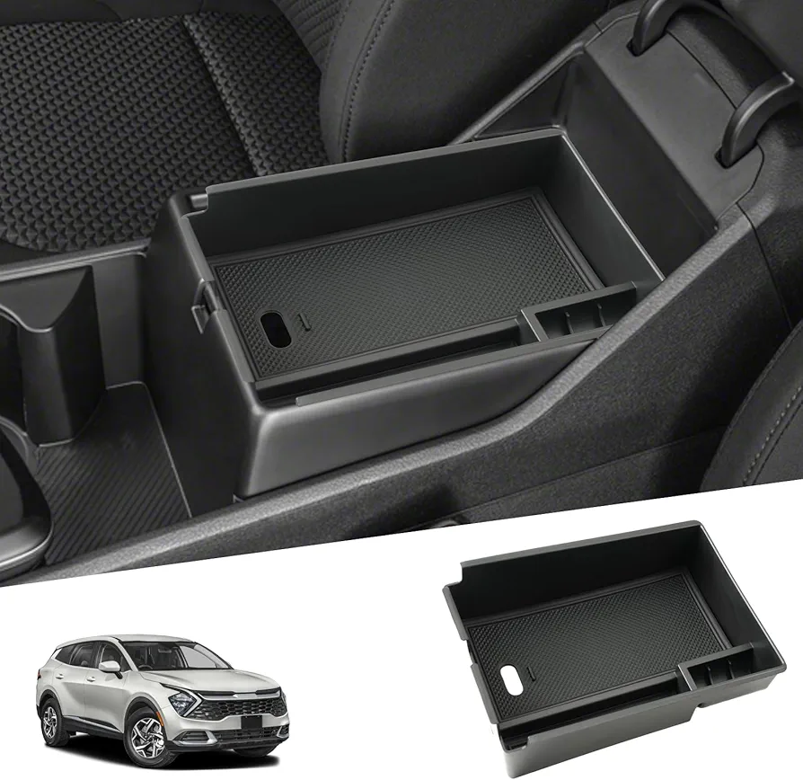 SHAOHAO Compatible con KIA Sportage NQ5 2022 2023 2024 2025 Consola Central Reposabrazos Caja Organizador Bandeja Bandeja Multifuncional Guantera Sportage NQ5 2024 Negro