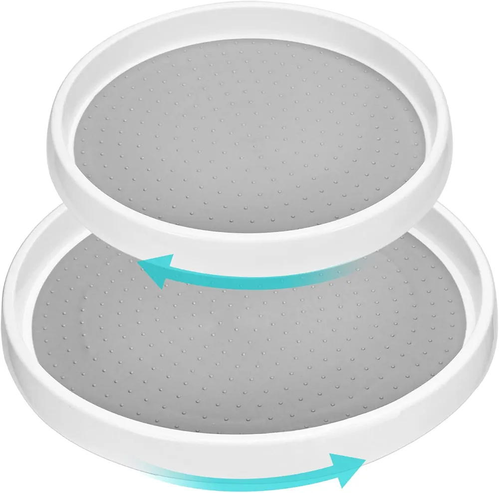 MumdoYAL Set de 2 estantes giratorios para especiero con organizador de plato giratorio, antideslizante y estable, adecuado para nevera, cocina, baño, cómoda, especiero giratorio.