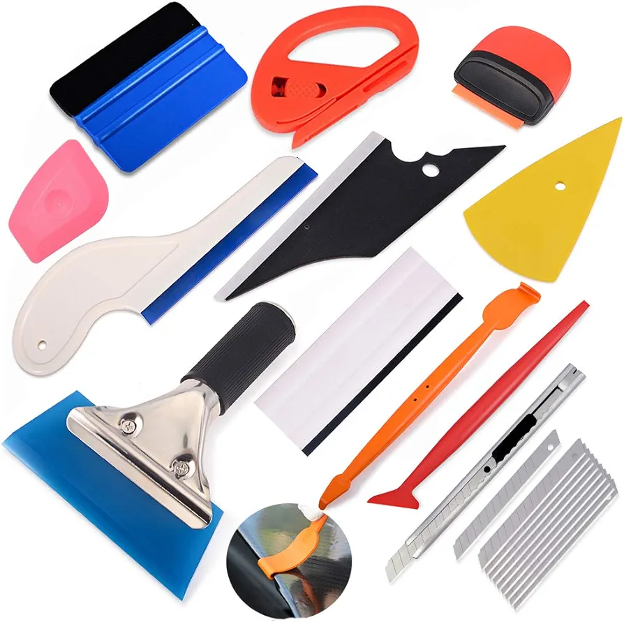 EHDIS Kit Vinilo Herramientas de película de Tinte de Envoltura de Vinilo, para Aplicar Película de Ventana, Tinte de Ventana de Automóvil, con Rasquetas limpiacristales