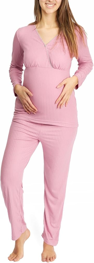Womum Pijama Lactancia Invierno con Apertura Fácil para Amamantar, Pijama Mamá Suave, Elástico y Transpirable para Máxima Comodidad, Ideal para Noches Cómodas, Tallas S-XL