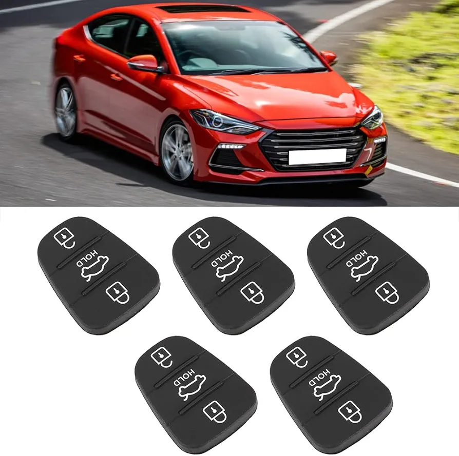 Funda Llave Coche, Almohadilla de botón, 5 piezas de repuesto para llave de coche remota de goma, 3 botones, compatible con para Kia(with Letter)