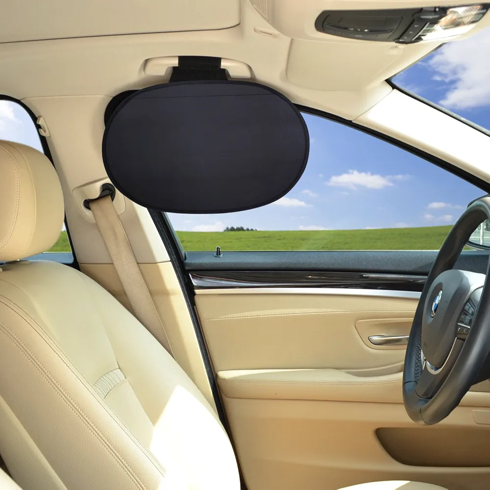 WANPOOL - Parasol para ventanilla de coche, protector solar, ideal para fijar en la agarradera del techo del automóvil, bloqueo de la luz solar, para niños y adultos, color plateado