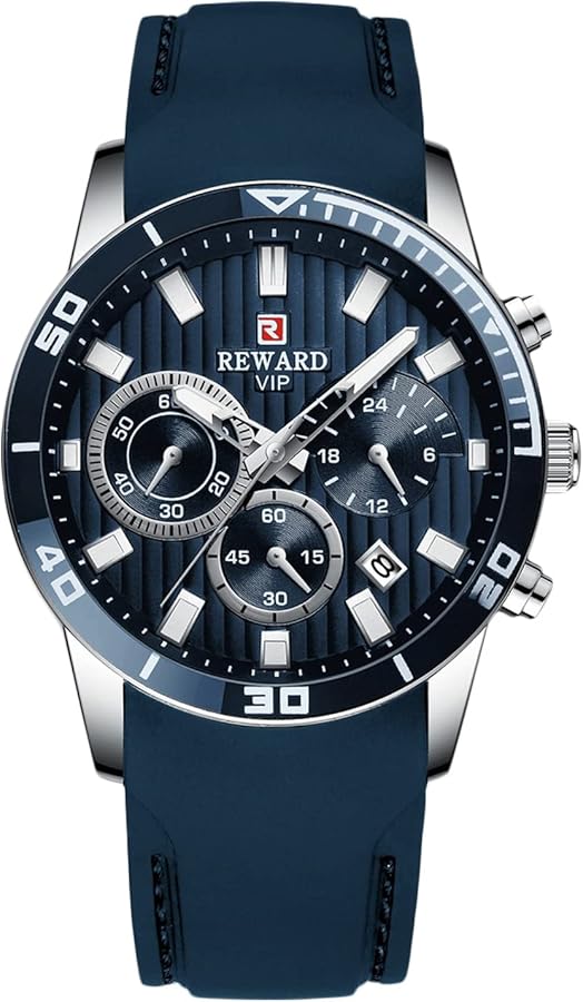 RORIOS - Reloj analógico para Hombre, de Cuarzo, con Correa de Silicona clásica, cronógrafo, Luminosos, Relojes de Moda, Reloj de Pulsera para Hombre