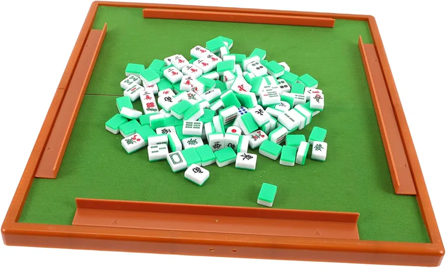 Alasum 1 Juego Viajes Ocio Mahjong Juego de Mesa Chino Juego de fichas rumicube Mahjong portátil Mesa de Mahjong incluida Juguetes de Mahjong Kit de Mahjong pequeño de Viaje Acrílico