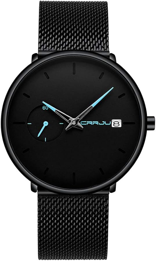 MICGIGI Reloj de pulsera analógico de cuarzo con correa de acero inoxidable para hombre, Minimalista