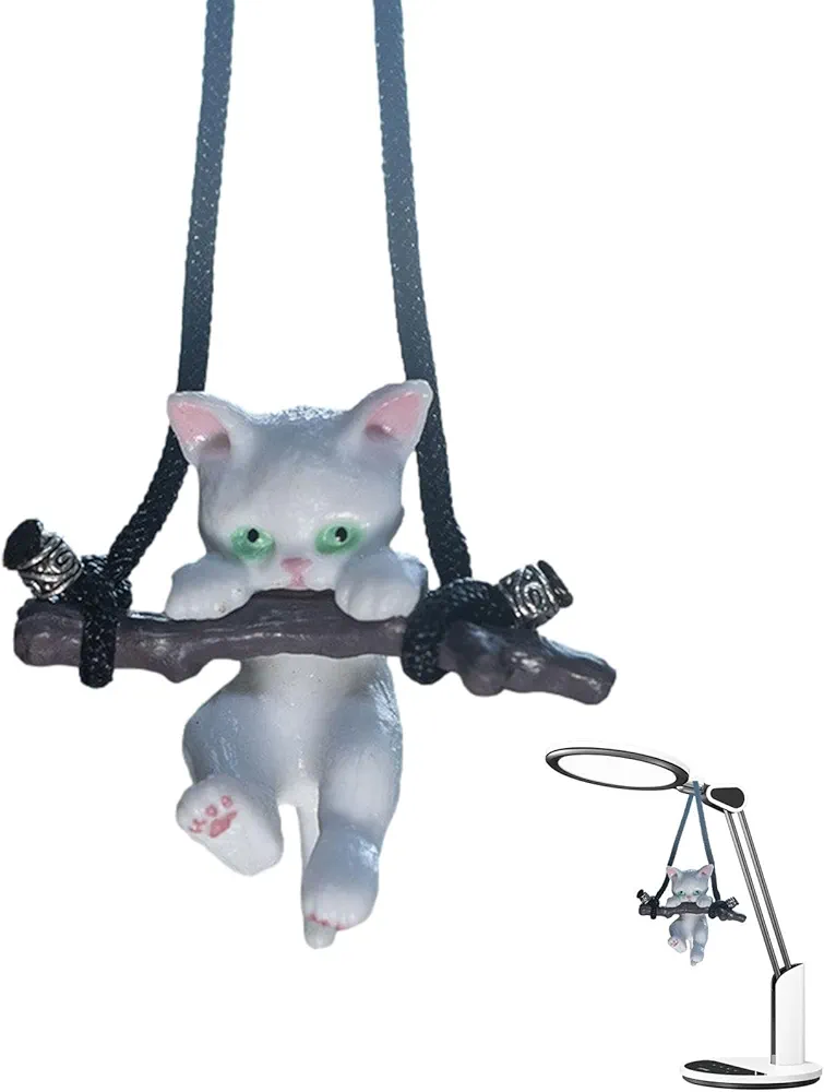 Adorno colgante para coche, diseño de gato, colgante creativo y lindo para el coche, accesorio para colgar en el coche, decoración del automóvil