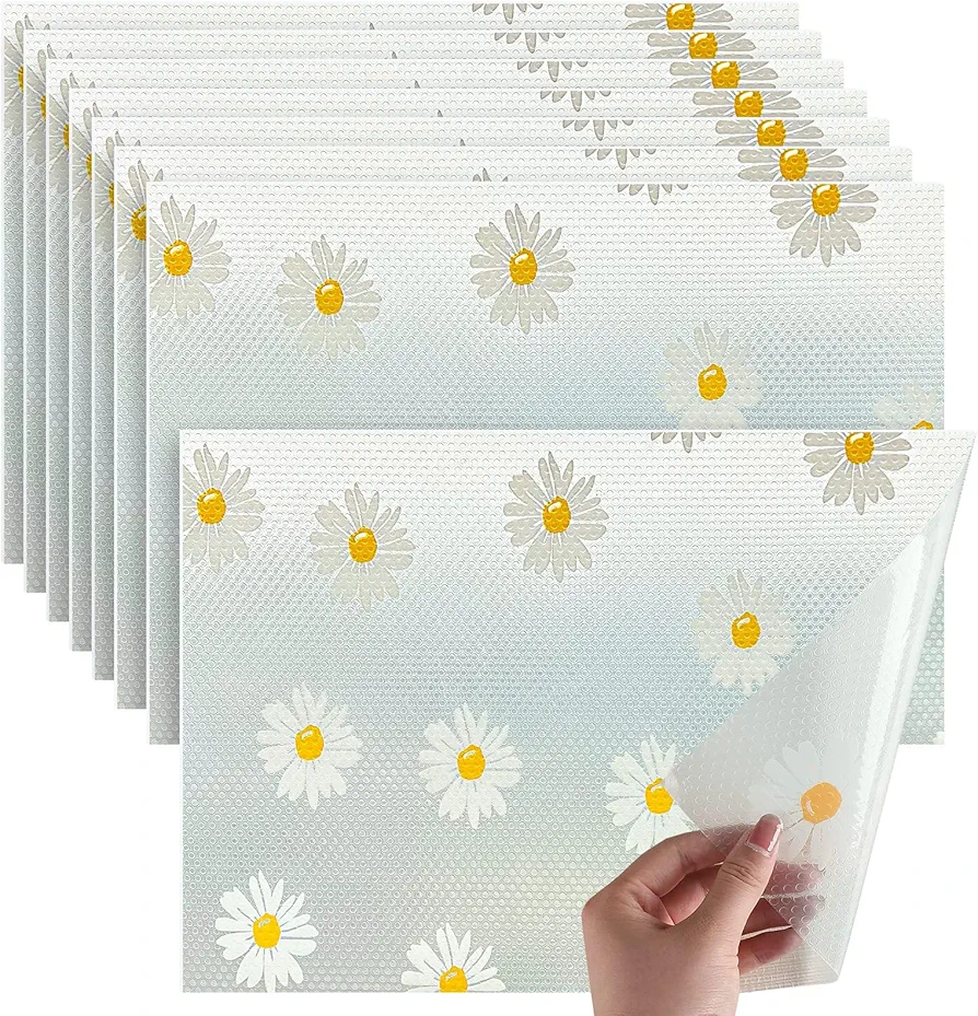 8 Piezas Protector Cajones Cocina EVA Plastico, Alfombrillas Nevera, Alfombrillas Nevera EVA, Multifuncional Alfombrillas de Refrigerador, Forro Reutilizable para Armario, Estantes y refrigerador