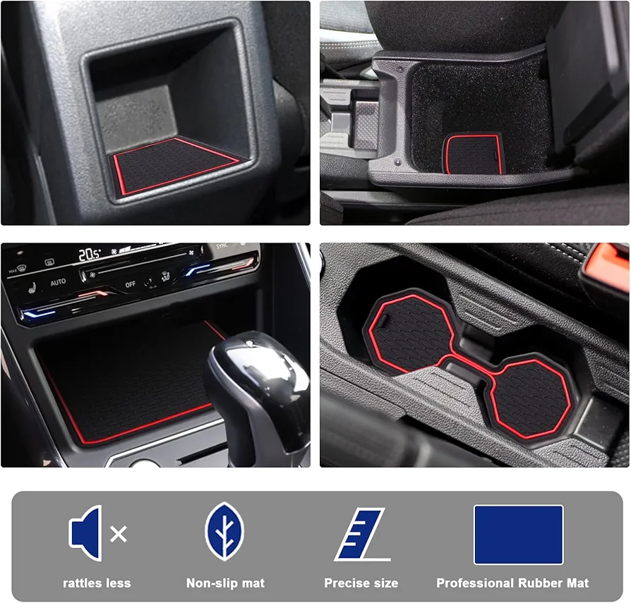 YEE PIN 2023 Taigo Polo AW Alfombrillas para VW Polo 6 2018 2019-2023 / Taigo Nivus 2021+ Accesorios, Alfombras de Goma para Consola Central Portavasos Coche Interior