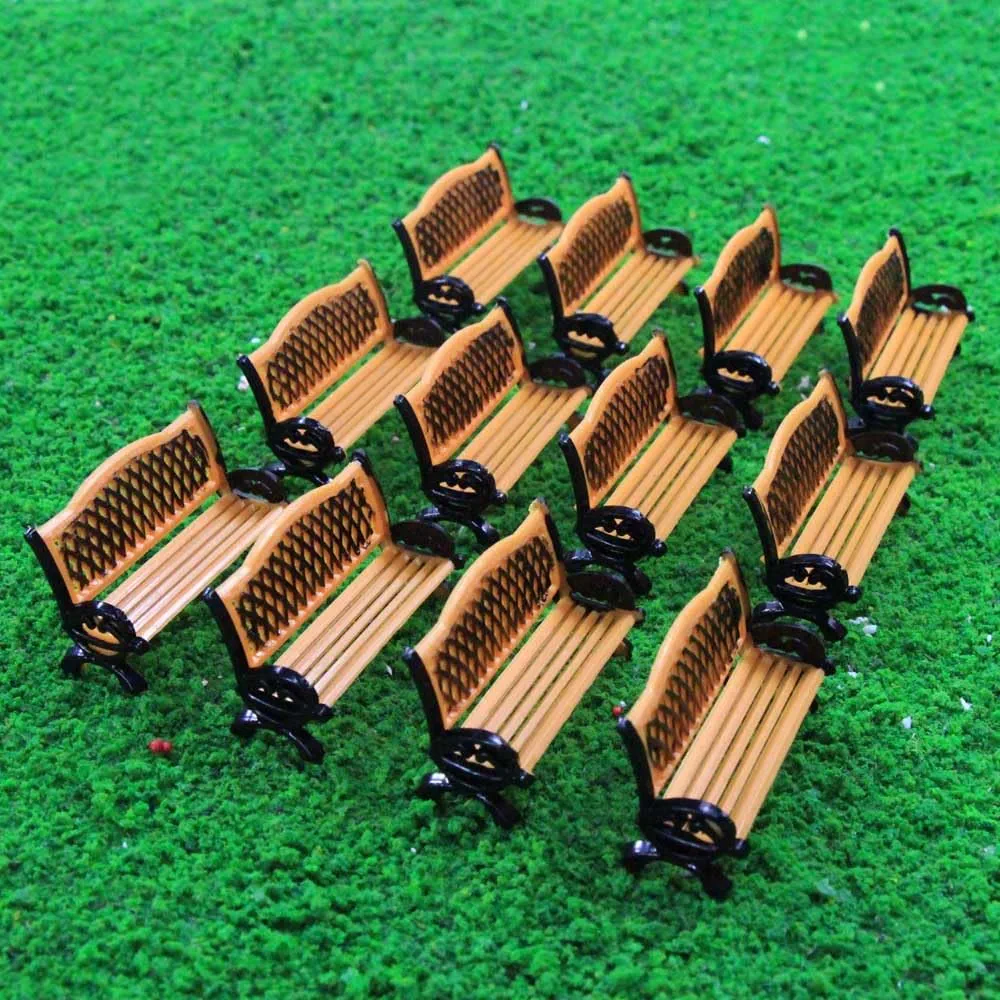 Evemodel 12 sillas de ocio, sofá, banco, modelo de ferrocarril, 1:87 H0 (naranja y negro)