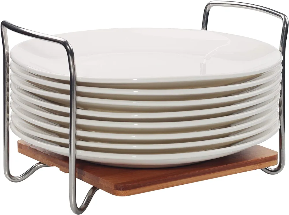 E-ROOM TREND - Organizador para Platos, tamaño Ajustable, 22-33 cm, Estante para Platos de con Asas S304 fáciles de Llevar para cajones de Cocina, armarios, estantes (A017)
