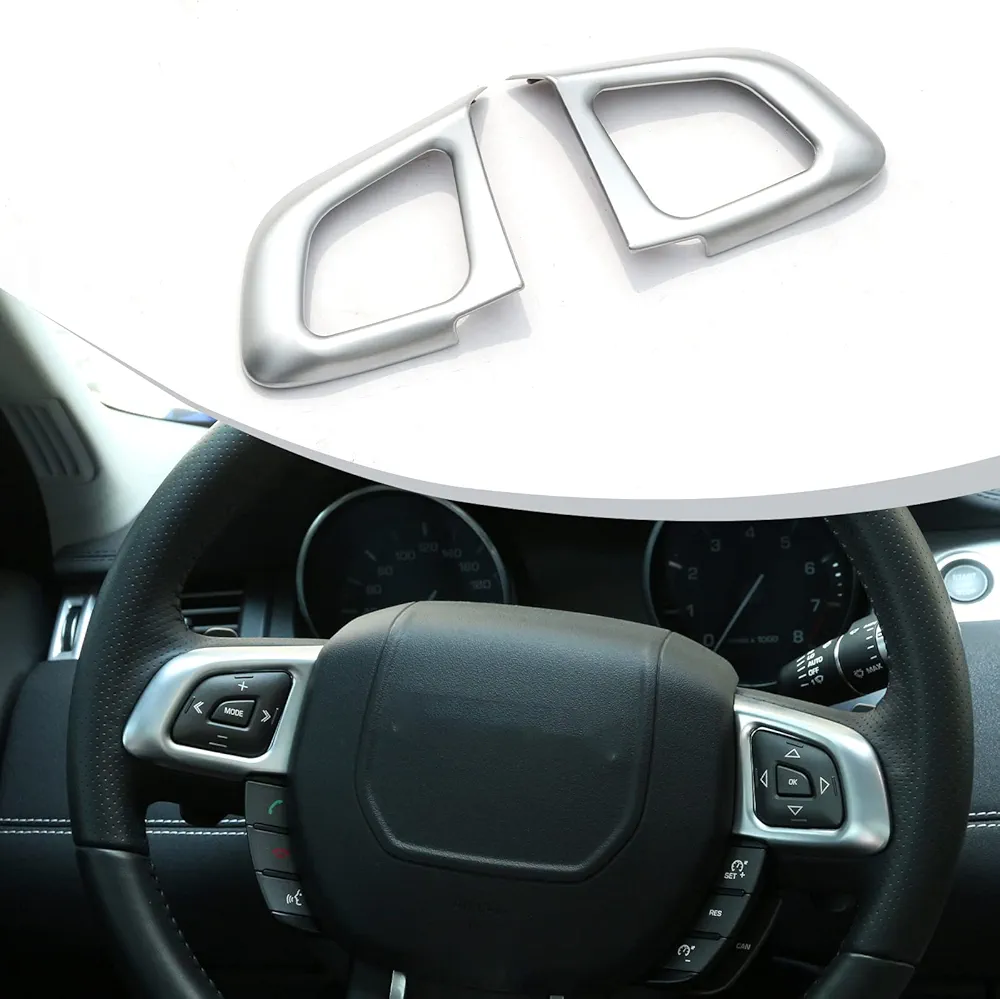 DIYUCAR Cubierta de marco de botón de volante de ABS cromado para LR Range Rover Evoque 2011-2017, accesorios de estilo de coche
