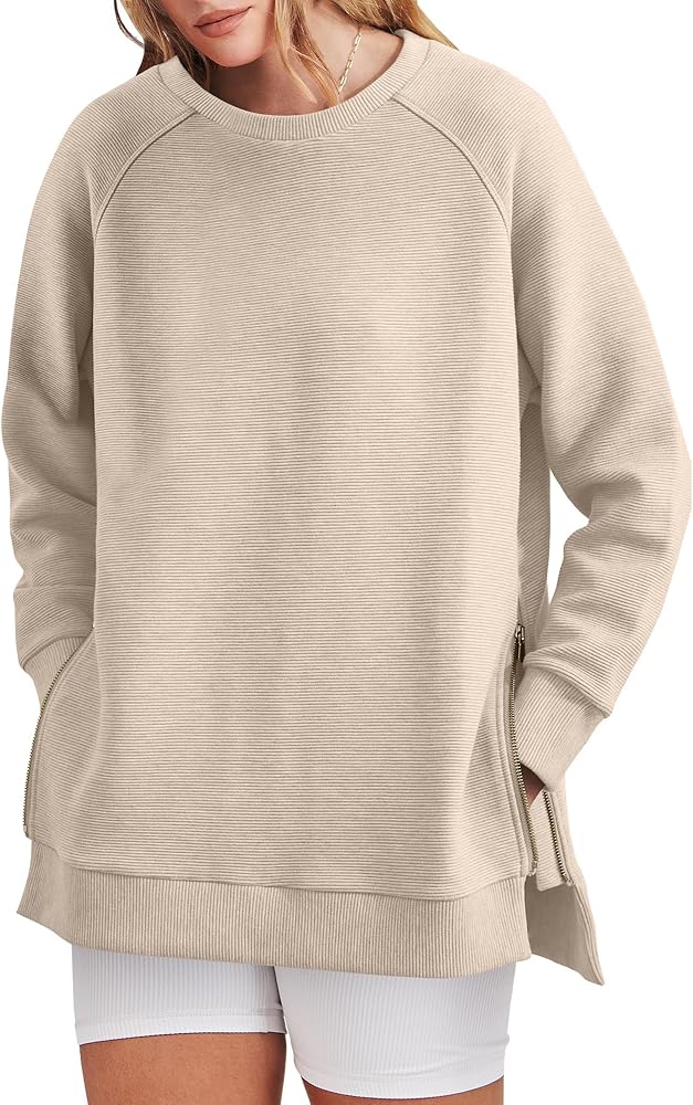 Cuptacc Sudadera Mujer Oversize Camiseta Manga Larga Mujer Otoño Casual Cuello Crew Camiseta Deporte Mujer Sin Capucha