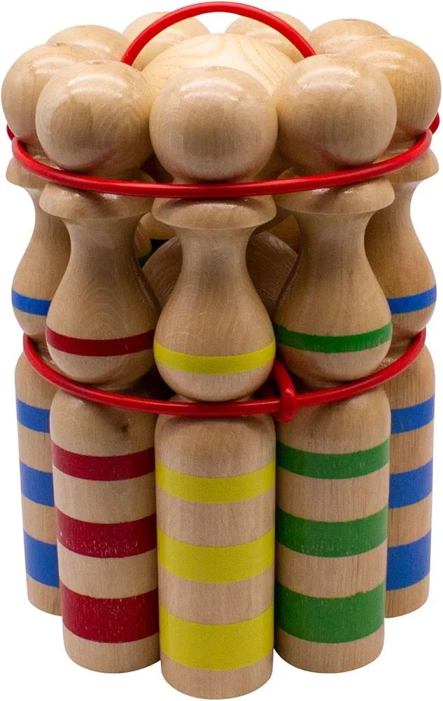 GICO 3025 - Juego de Conos de Bolos Madera (24 cm, diseño de Rayas)