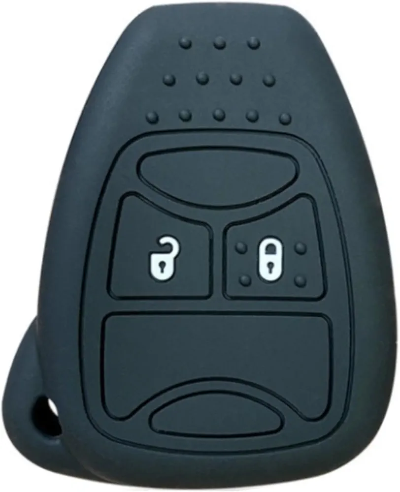 OTMIK Funda de Silicona para Llaves de Coche para Jeep Commander Grand Cherokee Liberty Wrangler Compass Patriot 2 Botones Accesorios para Llaves (Negro)