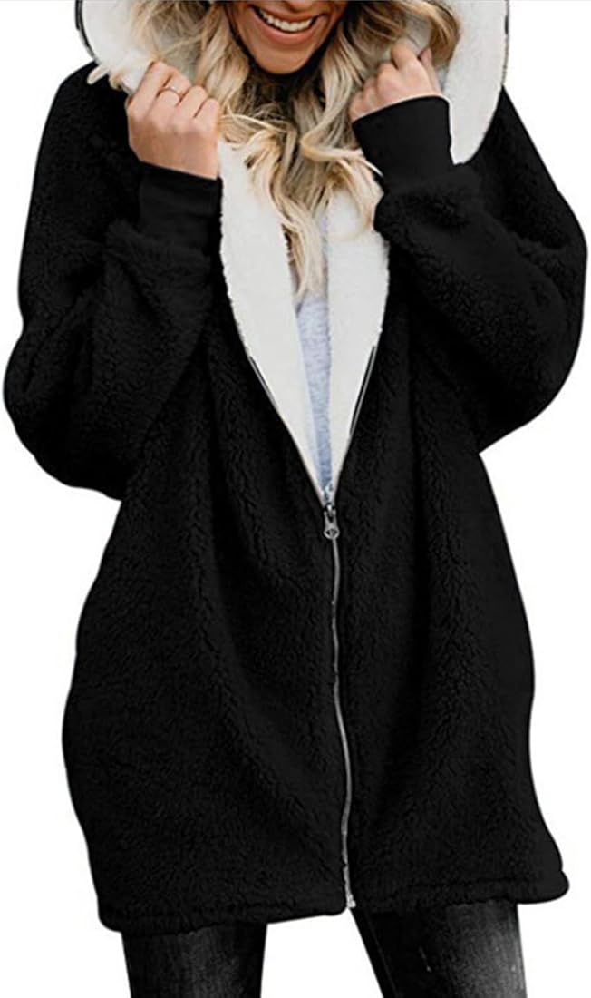 Voqeen Sudadera de Forro Polar con Capuch y Cremallera Completa Mujer Invierno Hoodies con Bolsillos Jersey Informal de Manga Larga Abrigo Chaqueta con Capucha Tops Deportivos