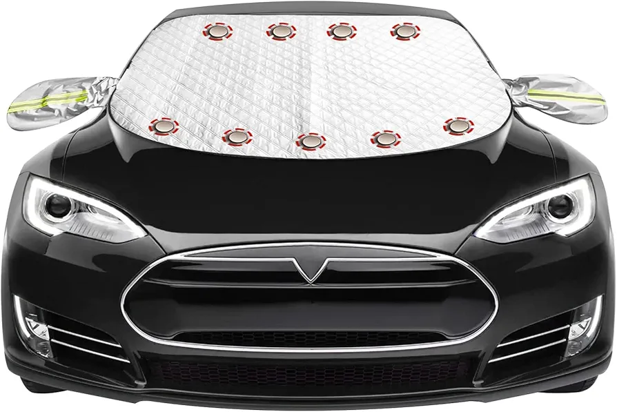 ihaspoko Protector de Parabrisas, Cubierta de Parabrisas Que Se Fija Mediante Imanes, Crema Superior Plegable Desmontable, SUV Compacto y Parabrisas y Sombrilla de Automóvil