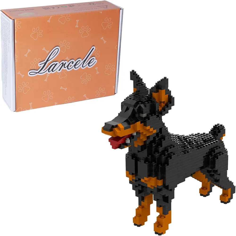 Larcele Juego de mini bloques de construcción de animales, ladrillos de juguete de construcción micro 3D, 957 piezas KLJM-05 (Dobermann)