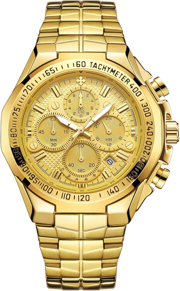 RORIOS Moda Hombre Relojes Analógico Cuarzo Reloj Cronógrafo Luminoso Reloj con Fecha Calendario Acero Inoxidable Band Multifunción Relojes Pulsera