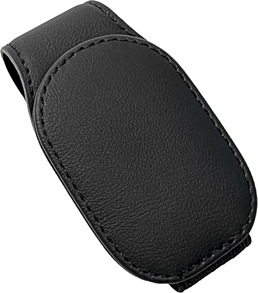 MyGadget 1x Soporte Gafas Para Visera de Coche - [Clip magnético extra fuerte] - Accesorio de interior para todo tipo de gafas de cuero PU - Negro
