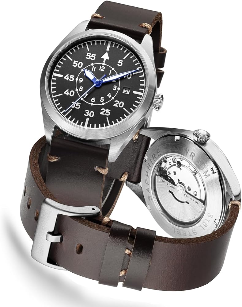 Reloj de piloto Aviador mecánico automático Reloj Flieger 50m Reloj de Pulsera de Buceo Tipo B Relojes mecánicos Reloj Piloto Aviador Fliegheruhr B-Uhr