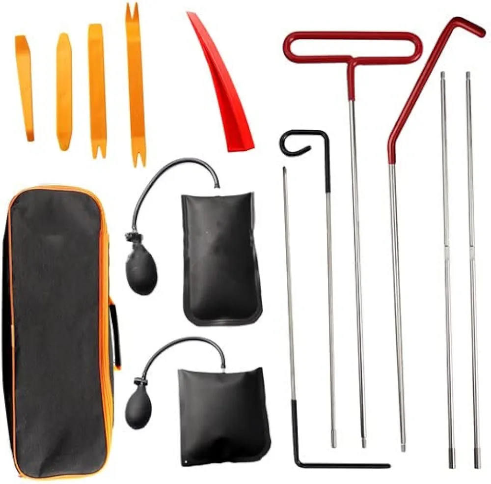 Tiamu Kit de Herramientas de Desbloqueo Abierto de la Puerta de Coche de 14 Piezas, Kit de Emergencia Universal Bomba de Aire de CuñAs de Emergencia para VehíCulos