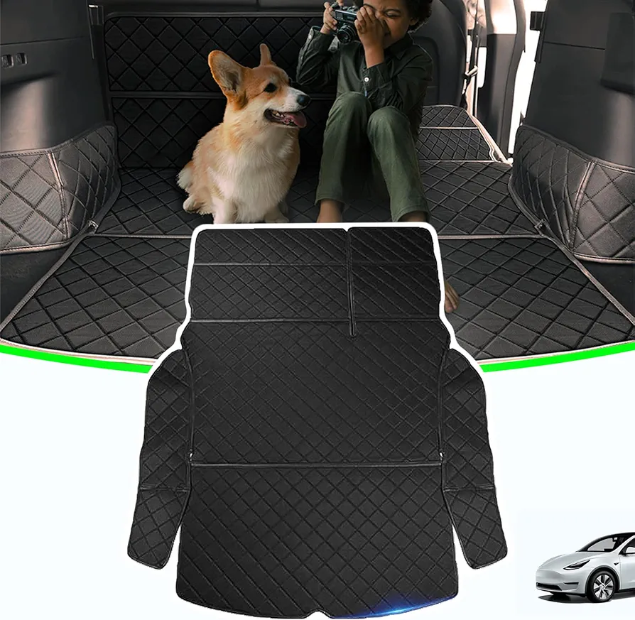 EVAUTO Alfombrillas para maletero Tesla Model Y Alfombrillas para maletero Alfombrillas de maletero para mascotas Accesorios protectores impermeables antideslizantes-Negro