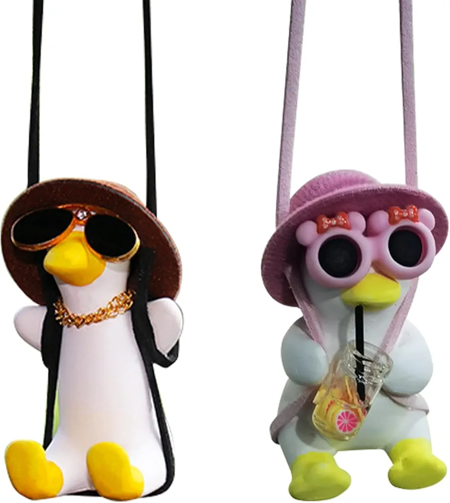 2 Piezas Colgante De Coche Columpio De Pato Adorno Colgante De Coche De Pato Ornamento Colgante De Coche De Pato Oscilante Bonito Adorno Colgante Ornamento Accesorios De Decoración Para Coche