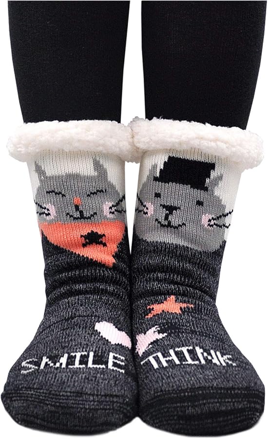PUTUO Pantuflas Mujer Gruesos Calcetines de piso casa abrigados Invierno Térmico Calcetines, Mujer Antideslizante Calientes Calcetines Zapatillas de casa