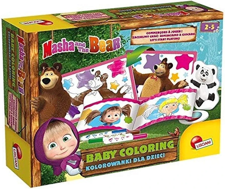 Liscianigiochi ET LISCIANI-Ocio Creativo-Masha Y MICHKA Baby Coloring-¡COMIENCE A Jugar, Multicolor, Talla única (78073)