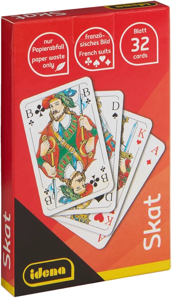 Idena 40372-Juego de skat con Mano Francesa, 32, 3-4 Jugadores a Partir de 12 años, tamaño de Las Cartas Aprox, Color White, 5,9 x 9,1 cm Berlin 40372