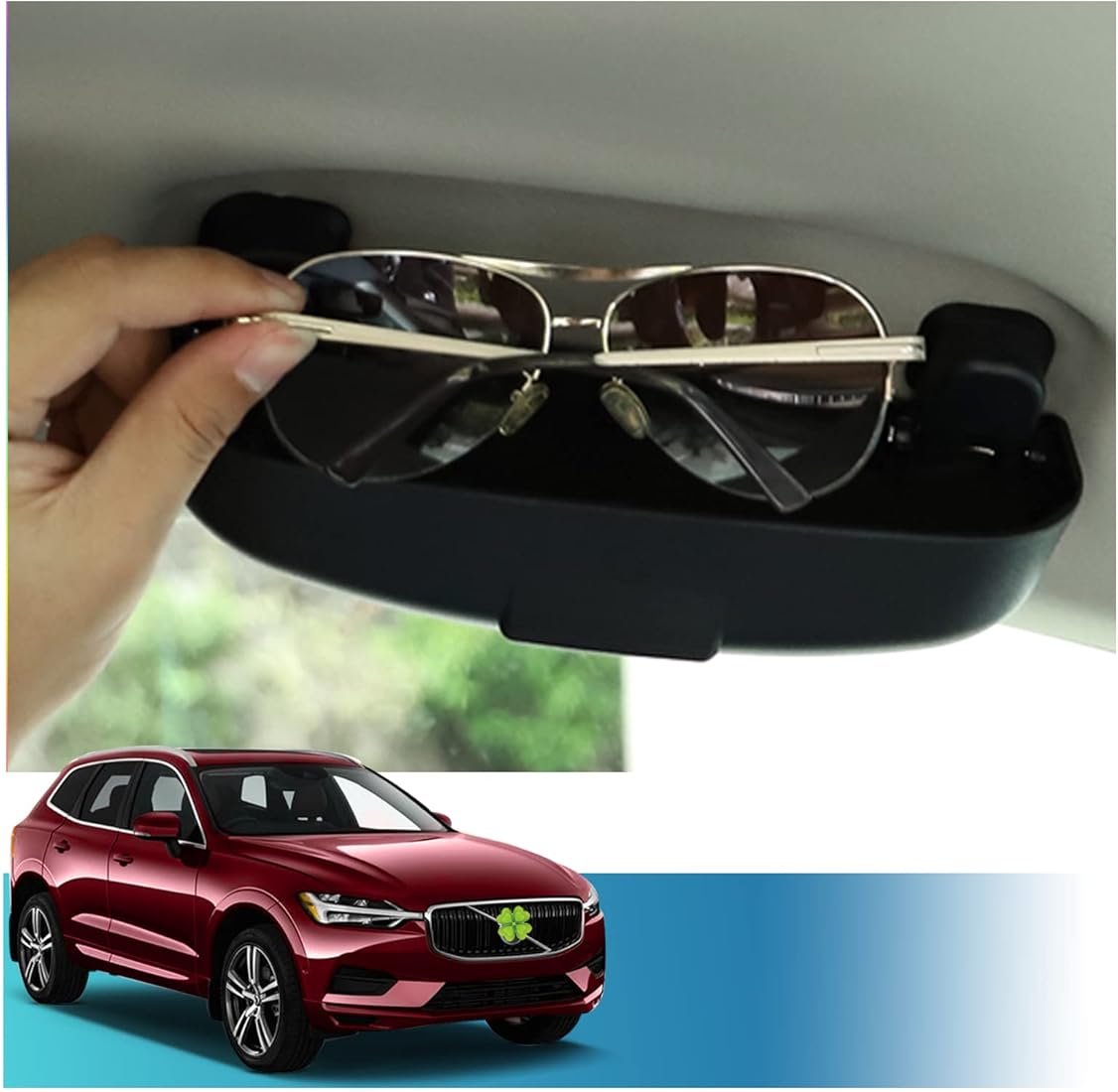 RUIYA Soporte para gafas de coche para V olvo XC90 /XC60/S90/V60 2MK/V90 CC gafas caja de almacenamiento multifuncional para gafas de sol para coche (gris)