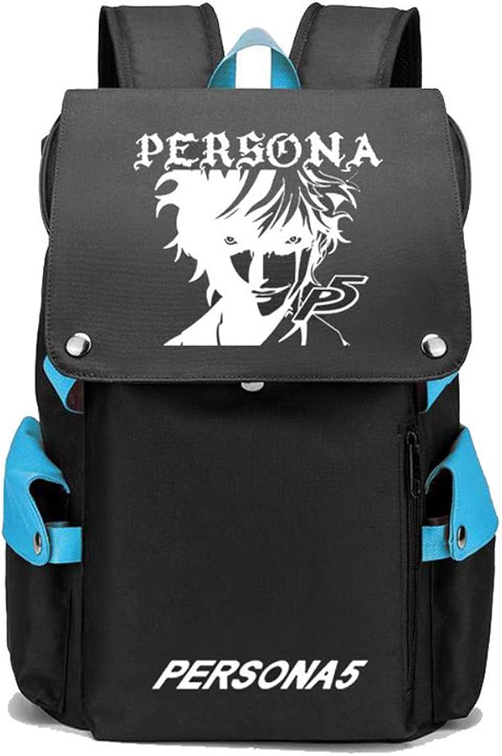 WANHONGYUE Persona 5 Juego Cosplay Backpack Rucksack Mochilas Escolar Bolsa de Escuela Mochila para Portátil 15.6 Pulgadas Azul / 3
