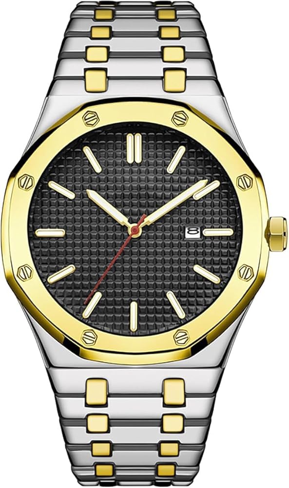 Tevimpeya Reloj de cuarzo de lujo para hombre, correa ajustable, resistente al agua, luminoso, analógico, correa negra roja
