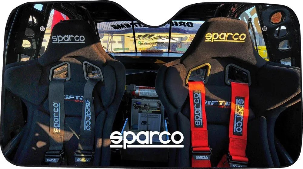 Sparco Parasol de Aluminio DISEÑO Asientos ventosas 130 x 70 cm y Universal