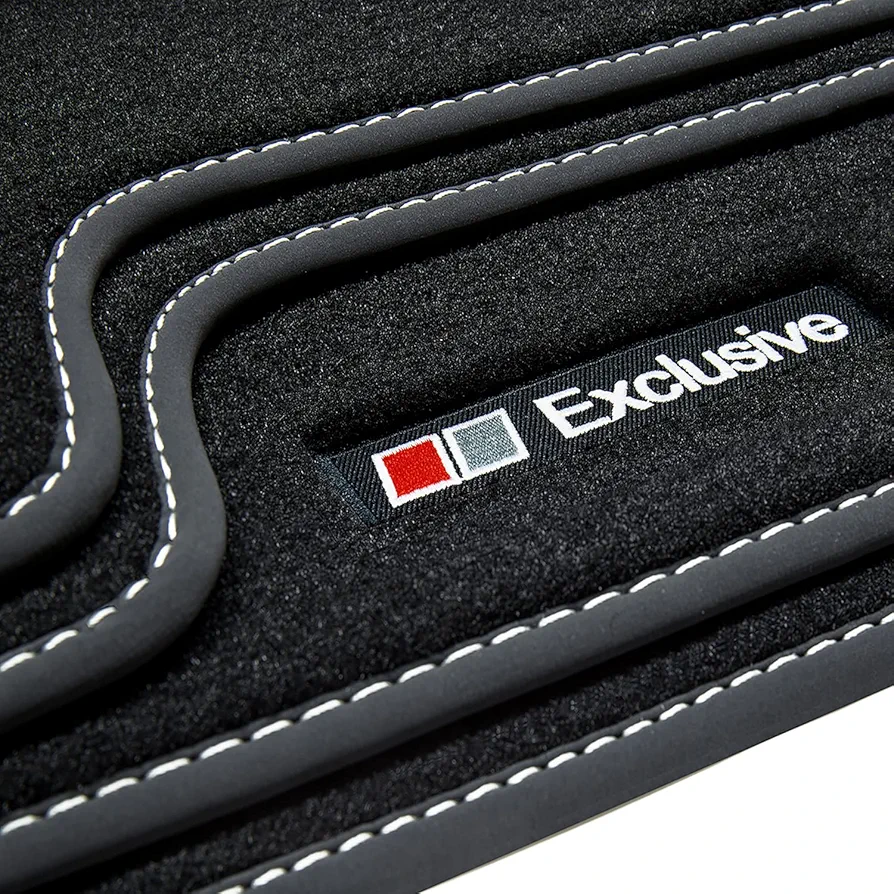 tuning-art A35 Exclusive-Line Alfombrillas para Audi A4 8E B6 B7 2000-2008, Costura:Plata