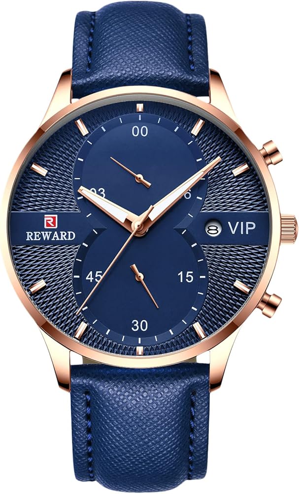 RORIOS Relojes Hombre Clásico Luminoso Reloj Analógico de Cuarzo Reloj con Correa de Cuero Cronógrafo Relojes De Pulsera para Hombre