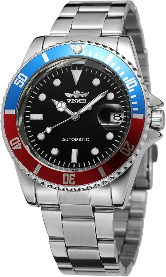 FORSINING Reloj analógico analógico de acero inoxidable automático para hombre