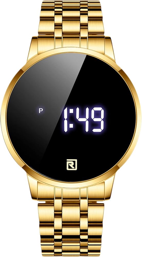 RORIOS Reloj Digital para Hombres Luminoso Reloj Analógico de Cuarzo para Hombre con Correa de Acero Inoxidable Cronógrafo Relojes de Pulsera