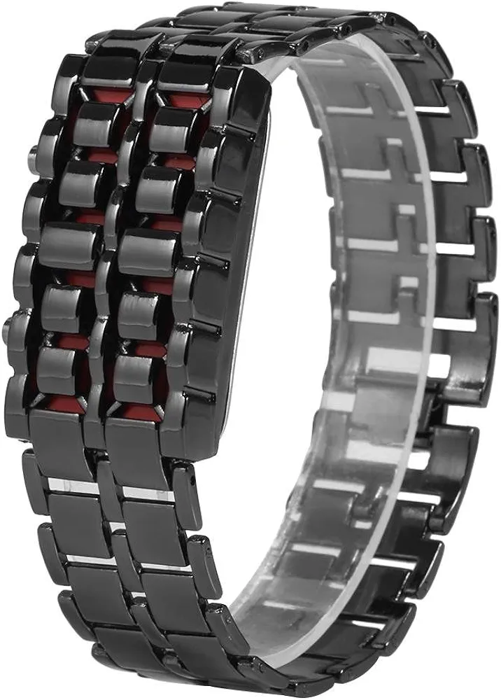 Reloj de Pulsera Electrónico, Banda de Acero de Moda, Reloj de Pulsera de Iluminación Con Luces LED(#2)