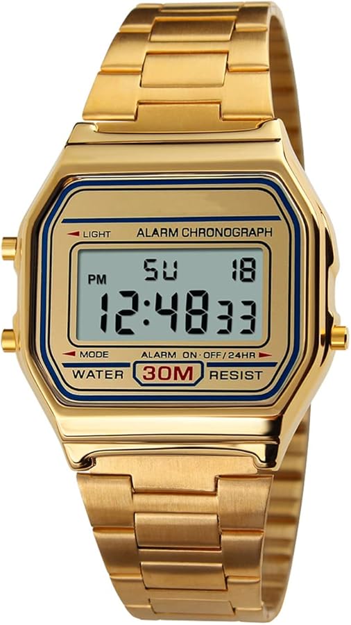 Topsale-ycld Luxury Business Watch 30M Reloj Deportivo de Acero Inoxidable Impermeable Reloj Digital Reloj de Pulsera (Color : Gold)